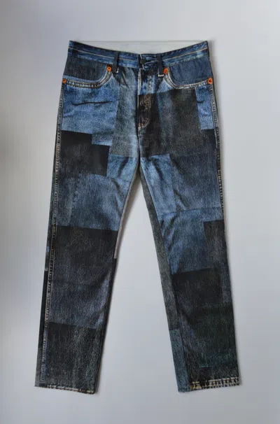 Pre-owned Maison Margiela S/s 12 Reworked Print Jeans In Denim Shades