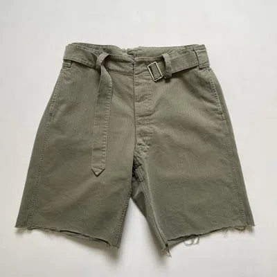 Pre-owned Maison Margiela S/s 22 Raw Hem Cotton Utility Shorts In Green
