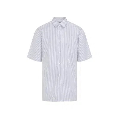 Maison Margiela Ss White Cotton Shirt In Blue