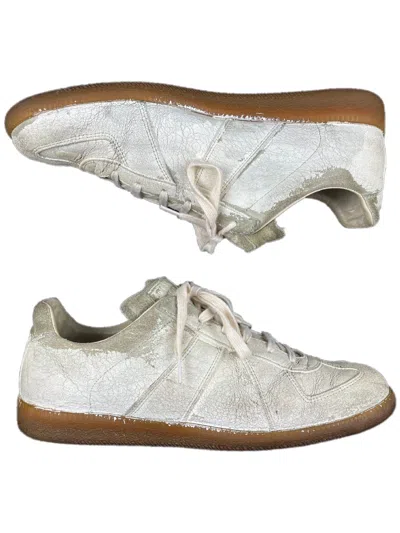 Pre-owned Maison Margiela Ss10  Artisanal Painted Replica Gat Sneakers In White