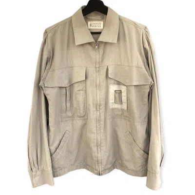 Pre-owned Maison Margiela Ss2002 Reconstructed French Military Jacket Cutout In Beige