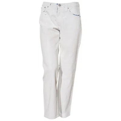 Pre-owned Maison Margiela Ss21 Painted Denim Pants Italian Avant Garde Jeans In Gray
