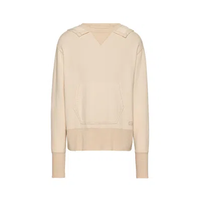 Maison Margiela Stamp Logo Hoodie Man Ecru In Neutral