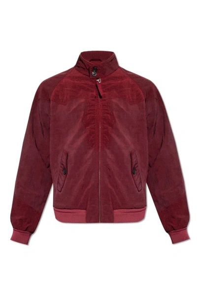 Maison Margiela Stand Collar Zipped Jacket In Bordeaux