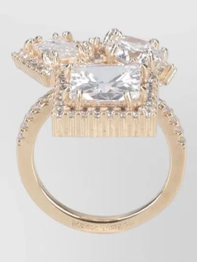 Maison Margiela Statement Ring Gold Band Multiple Gemstones Design In Green