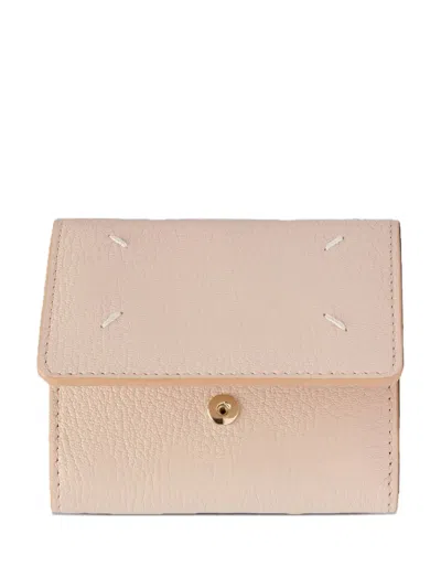 Maison Margiela Stitch Leather Wallet In Neutral