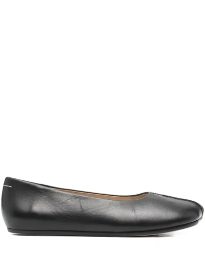 Pre-owned Maison Margiela Stitch-out Leather Ballet Flats In Black