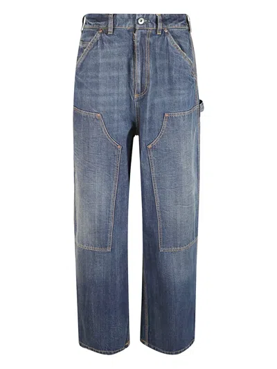 Maison Margiela Stitching-detailing Distressed Wide-leg Jeans In Blue