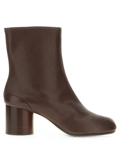 Maison Margiela Nappa Leather Tabi Boots Ankle Block Heel In Brown