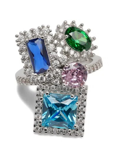 Maison Margiela Stone-embellished Cluster Ring In Silver