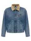 Maison Margiela Cotton Denim Workwear Zip Jacket In Blue