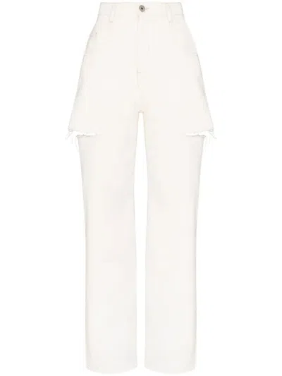 Maison Margiela Straight Jeans With A Worn Effect In Beige