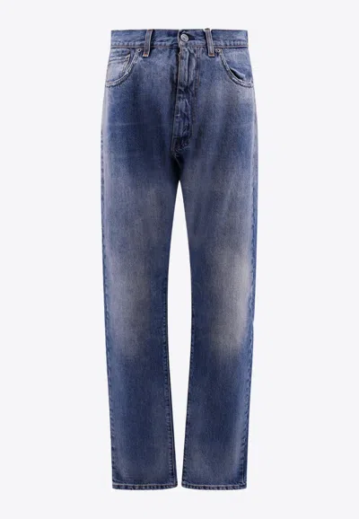 Maison Margiela Stone Washed Straight Leg Jeans In Blue