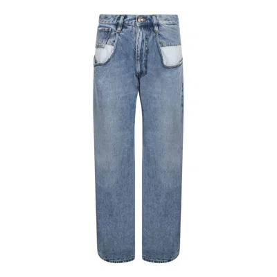 Maison Margiela Straight Leg Jeans With Contrasted Pockets In Blue