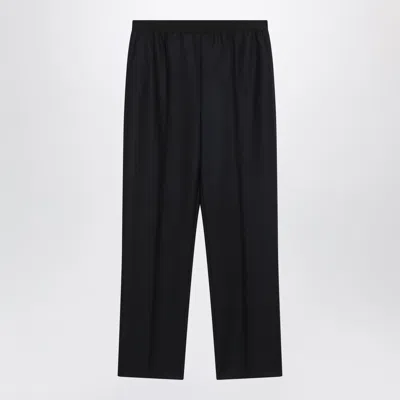 Maison Margiela Straight Navy Virgin Wool Trousers In Blue
