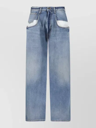 Maison Margiela Straight Trousers Belt Loops Front And Back Pockets In Blue