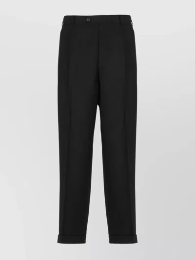 Maison Margiela Straight Wool Trousers Cuffed Hem In Black
