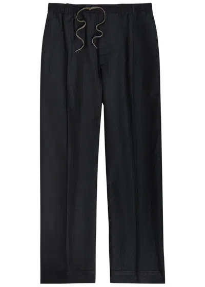 Maison Margiela Straight-leg Cotton-blend Trousers In Dark Blue