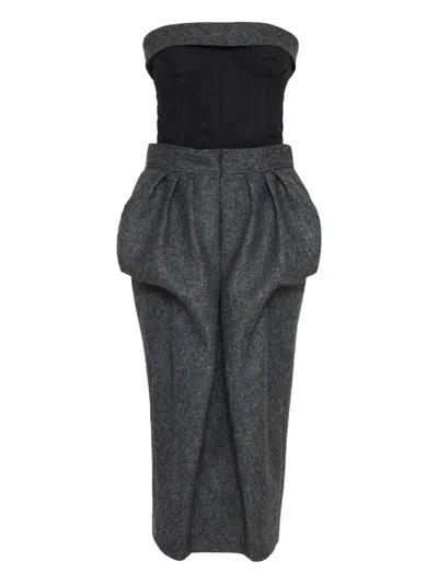 Maison Margiela Strapless Bubble-waist Midi Dress In Black