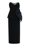 Maison Margiela Strapless Wool Bustier Midi Dress In Black