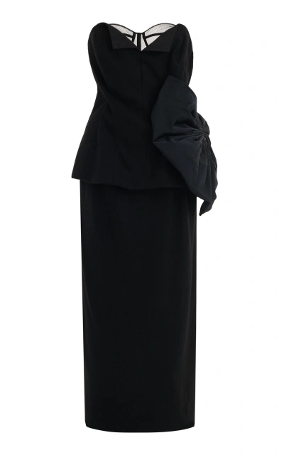 Maison Margiela Strapless Wool Bustier Midi Dress In Black