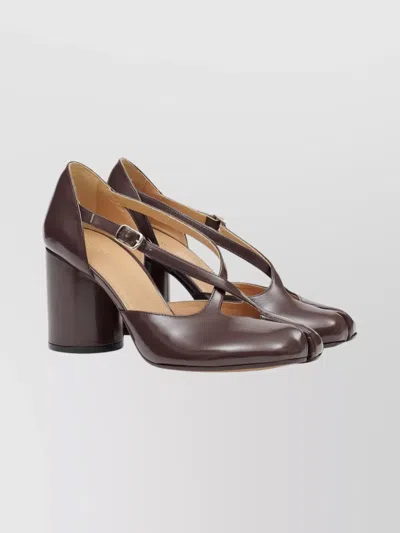 MAISON MARGIELA STRAPPY BLOCK HEEL CLOSED TOE PUMPS