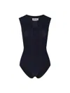 Maison Margiela High Neck Bodysuit With Minimalist Design And Unique Back Detail In Black