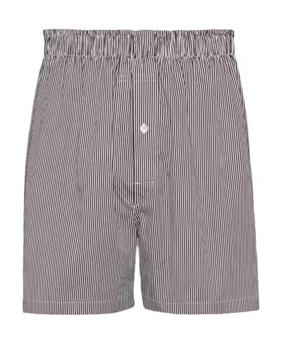 Maison Margiela Stripe-print Elastic-waist Shorts In Gray