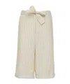 Maison Margiela Stripe Tie Shorts Man Ecru In Neutral