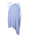 Maison Margiela Striped Asymmetric Mini Dress In White And Blue Viscose In White