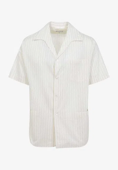 Maison Margiela Striped Bowling Shirt In White