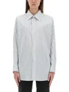 Maison Margiela Striped Dress-shirt Featuring Button Detail In Baby Blue