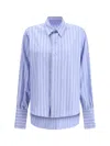 Maison Margiela Striped Cotton Shirt In Blue