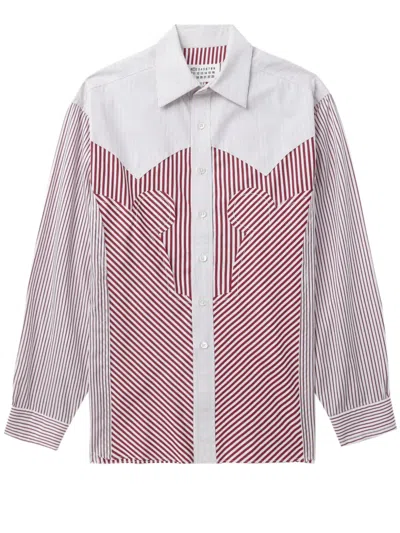 Maison Margiela Striped Cotton Shirt In White