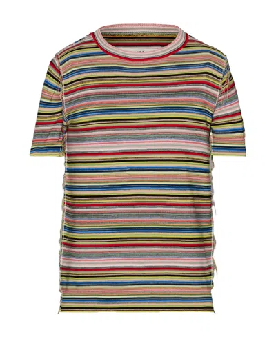 Maison Margiela Striped Knitted T-shirt In Multicolor