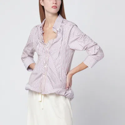 Maison Margiela Striped Layered Tulle Shirt In Pink