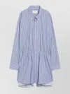 Maison Margiela Striped Long Sleeve Shirt Dress In Blue