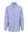 Maison Margiela Striped Long-sleeved Shirt In Blue