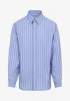 Maison Margiela Striped Long-sleeved Shirt In Blue
