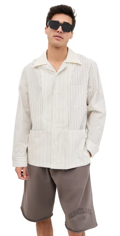 Maison Margiela Striped Painters Shirt Ecru