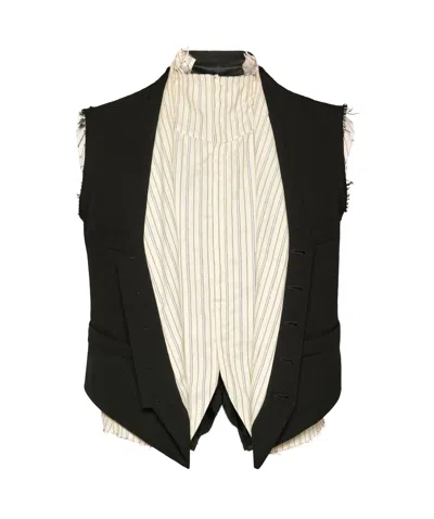 Maison Margiela Striped-panel Waistcoat In Black
