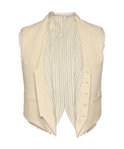 Maison Margiela Striped-panel Waistcoat In Nude