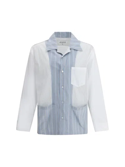 Maison Margiela Patchwork Pinstripe Shirt Man White