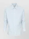 Maison Margiela Striped Poplin Shirt With Buttoned Cuffs In Blue