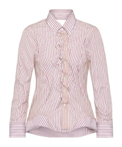 MAISON MARGIELA MAISON MARGIELA STRIPED RUFFLED LONG-SLEEVE SHIRT