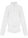 Maison Margiela Striped Long-sleeved Shirt Buttoned Cuffs In White