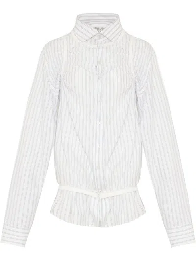 Maison Margiela Striped Long-sleeved Shirt Buttoned Cuffs In White
