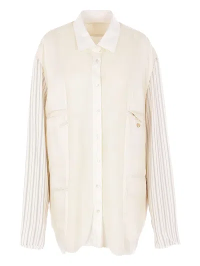 Maison Margiela Striped-sleeve Reversible Shirt In Neutral