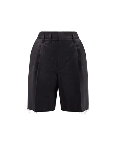 Maison Margiela Striped Virgin Wool Shorts In Black