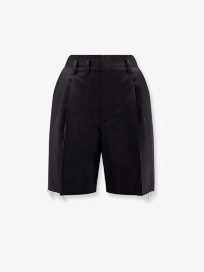 Maison Margiela Striped Virgin Wool Shorts In Black